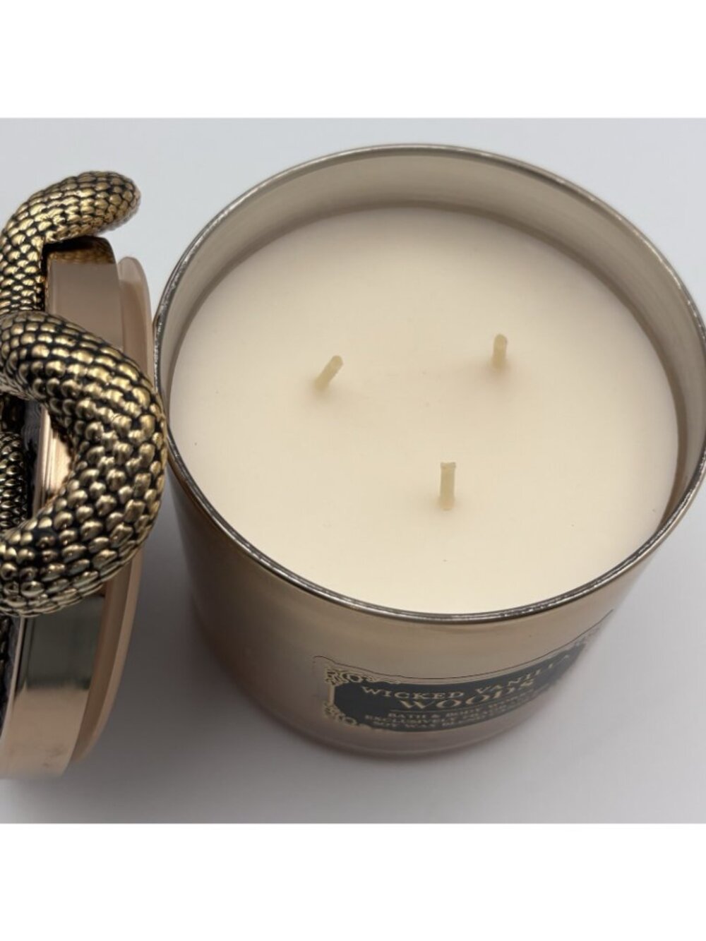 Bath & Body Works Wicked Vanilla Woods 3 Wick Candle Snake Lid 14.5 oz Halloween - Picture 15 of 16